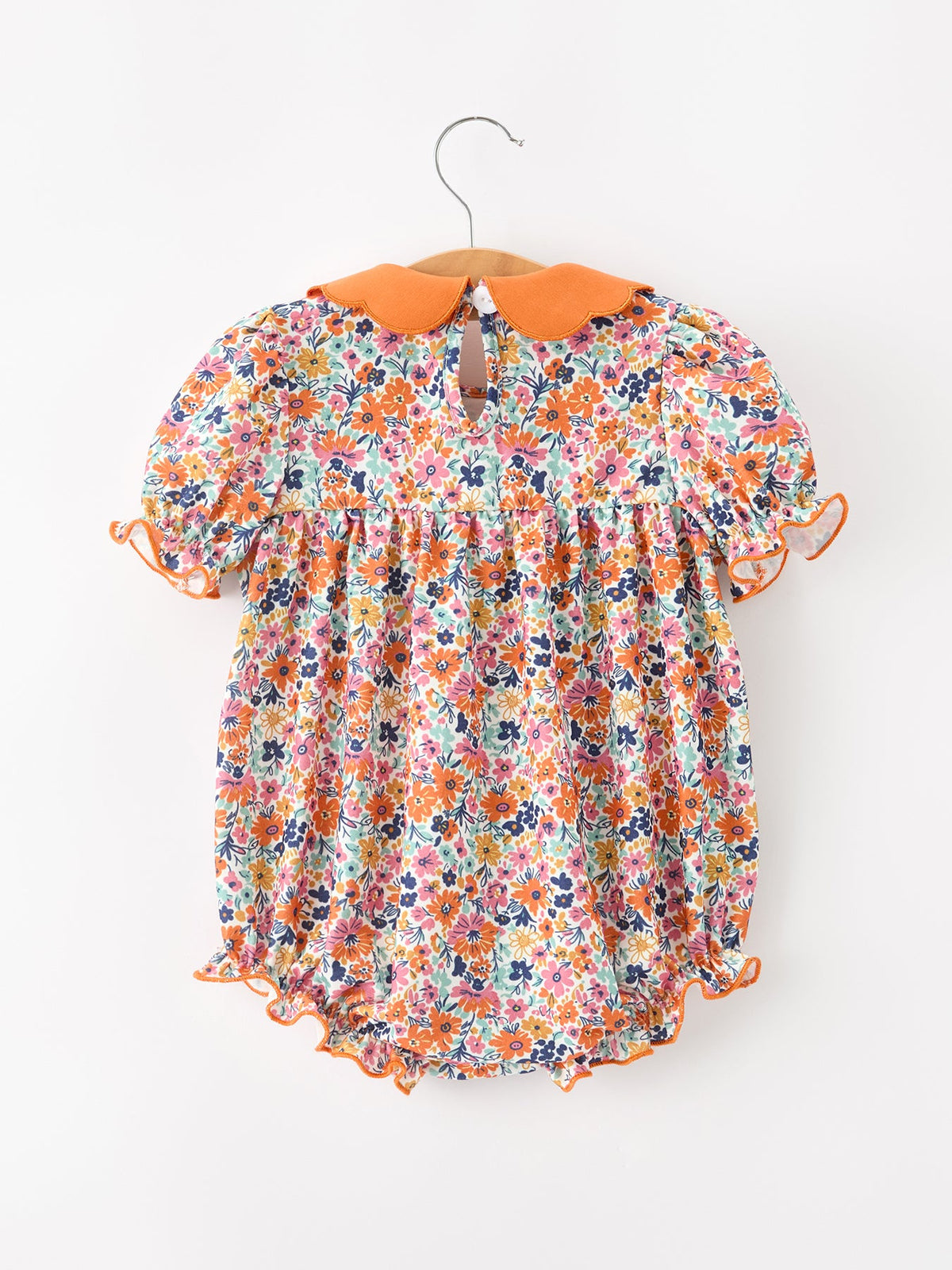 Fall Floral Smocked Bubble Romper by Rylee Faith Designs