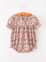 Fall Floral Smocked Bubble Romper by Rylee Faith Designs