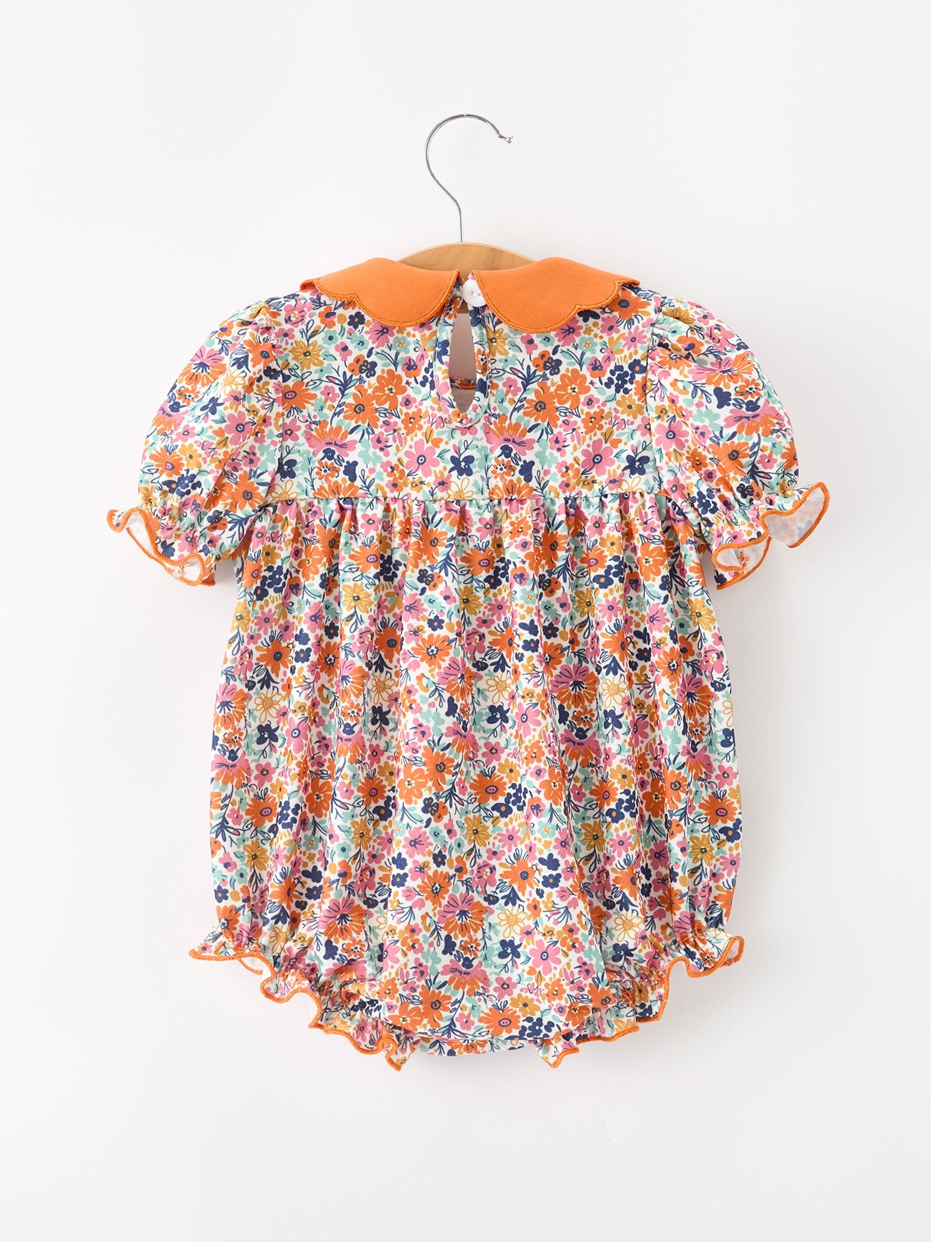 Fall Floral Smocked Bubble Romper by Rylee Faith Designs