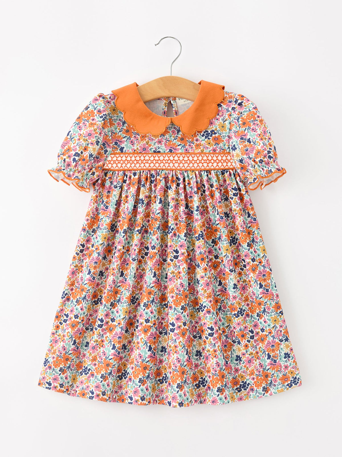 Fall Floral Smocked Petals Collar Girls Dress by Rylee Faith Designs