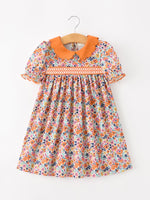 Fall Floral Smocked Petals Collar Girls Dress by Rylee Faith Designs