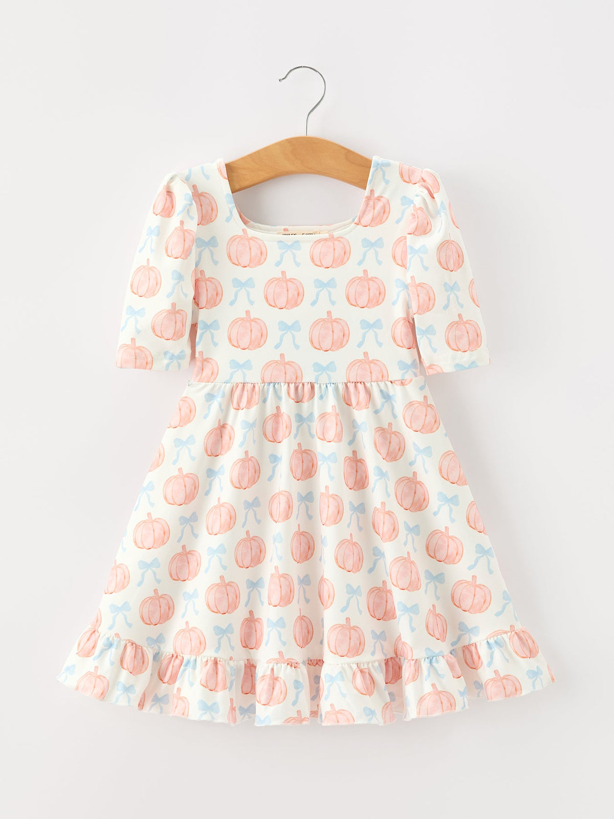 Halloween Thanksgiving Pumpkin Bow Girls Twirl Ruffle Dress by Rylee Faith Designs