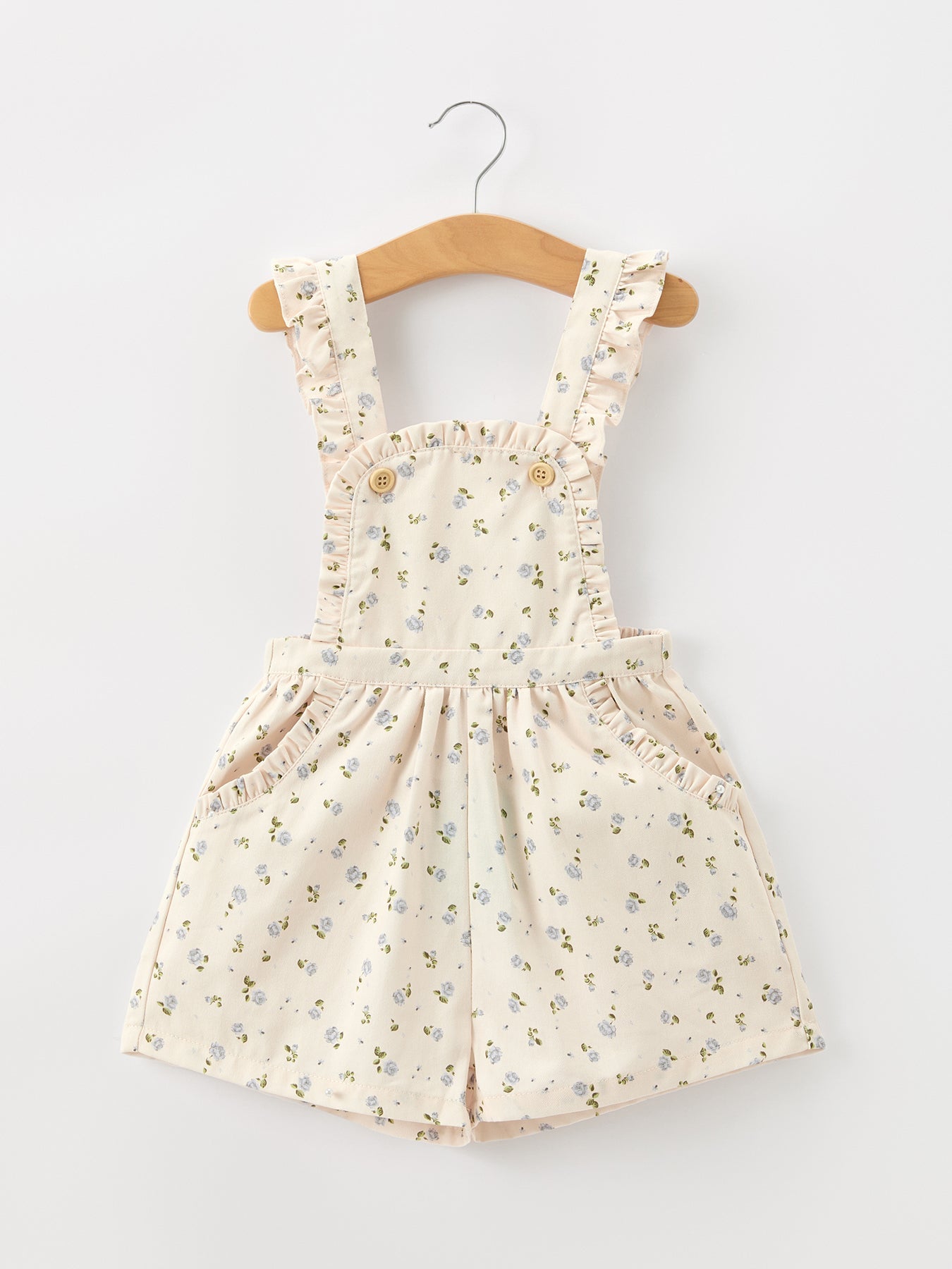 Blue floral print wide leg jumpsuit for girls with a relaxed one-piece silhouette