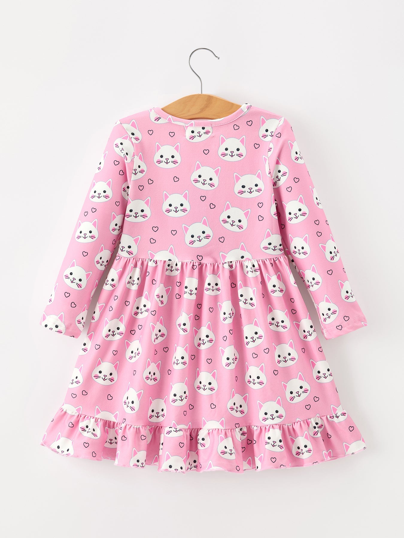 Fall Cat Print Girls Ruffle Hem Twirl Dress by Rylee Faith Designs at Everetts Place
