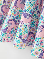 Unicorn Floral Print Girls Short Sleeve Twirl Dress by Rylee Faith Designs