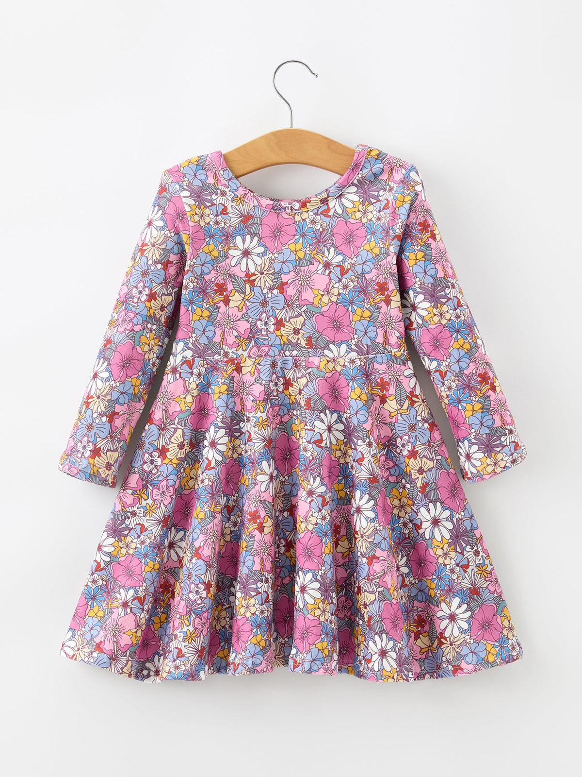 Polyester Girls Long Sleeve Twirl Dress - Fall Vintage Floral by Rylee Faith Designs