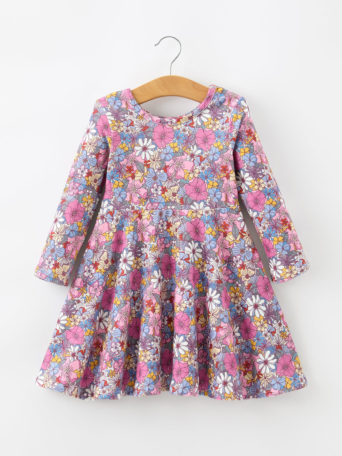 Polyester Girls Long Sleeve Twirl Dress - Fall Vintage Floral by Rylee Faith Designs