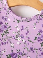 Girls Long Sleeve Twirl Dress - Fall Lavender Floral Print by Rylee Faith Designs