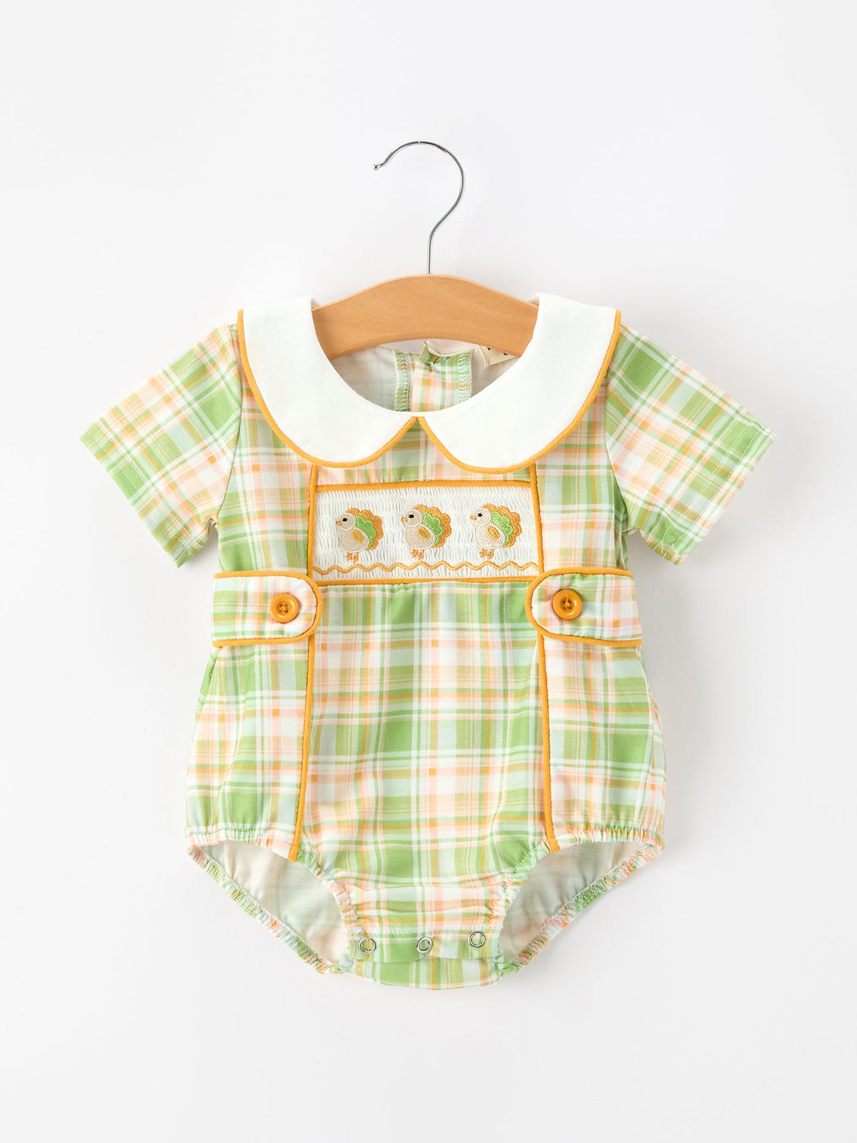 Thanksgiving Turkey Smocked Baby Boy JonJon by Rylee Faith Designs