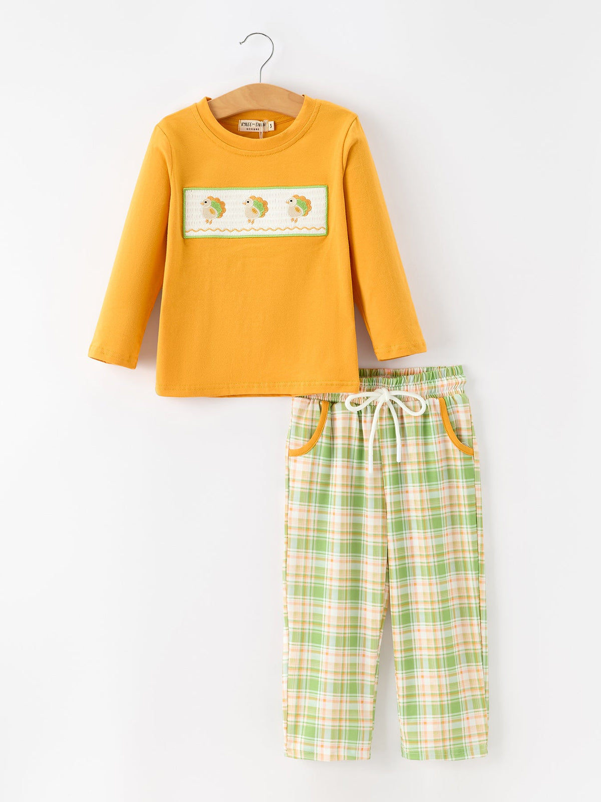 Thanksgiving Turkey Smocked Boys Pant Set by Rylee Faith Designs