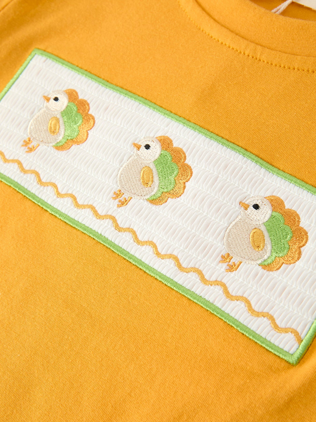 Thanksgiving Turkey Smocked Boys Pant Set by Rylee Faith Designs