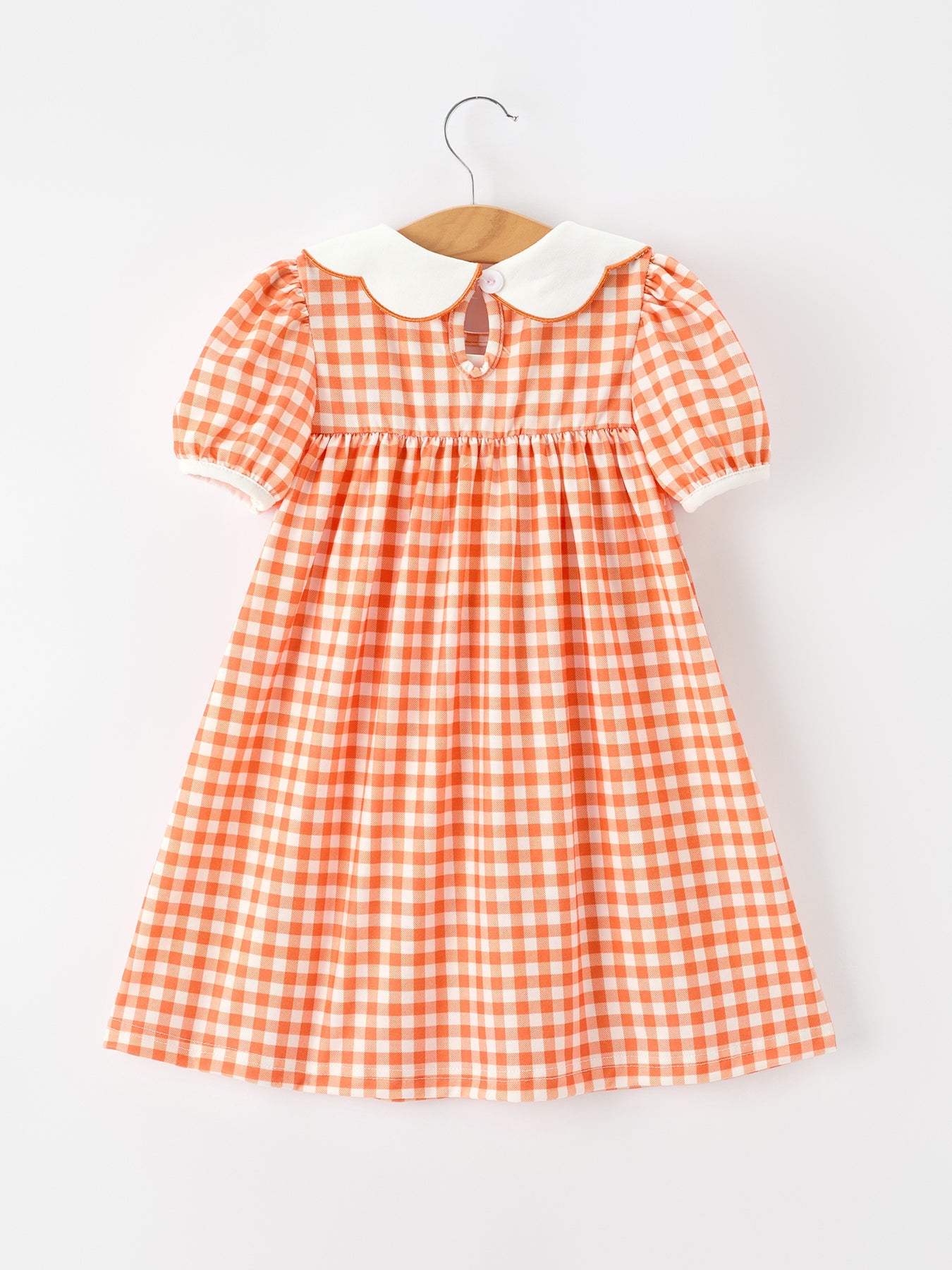 Fall Pumpkin Embroidered Puff Sleeve Girls Dress by Rylee Faith Designs
