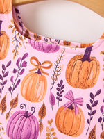Thanksgiving Halloween Pumpkin Bow Ruffled Girls Dress by Rylee Faith Designs