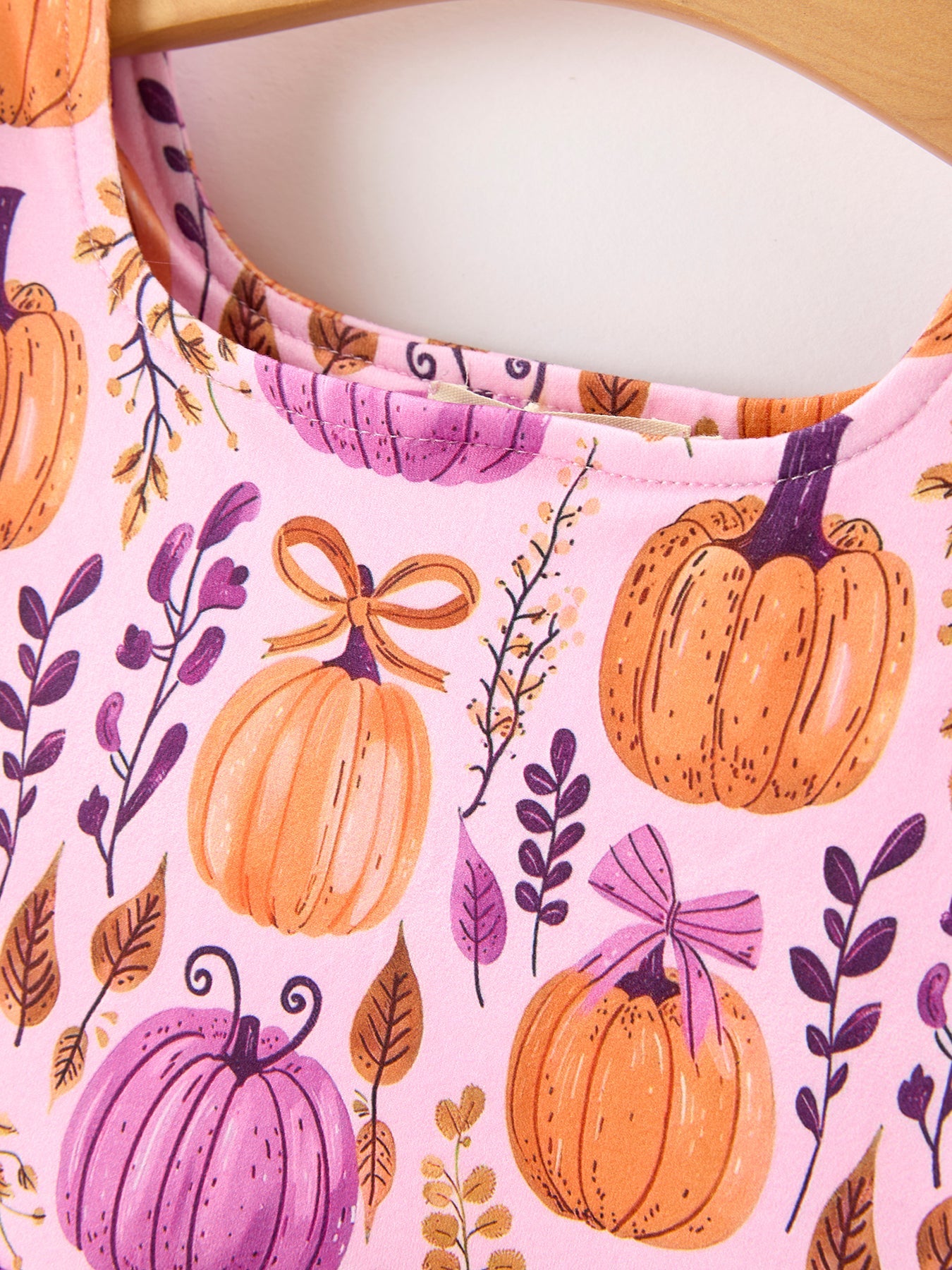 Thanksgiving Halloween Pumpkin Bow Ruffled Girls Dress by Rylee Faith Designs