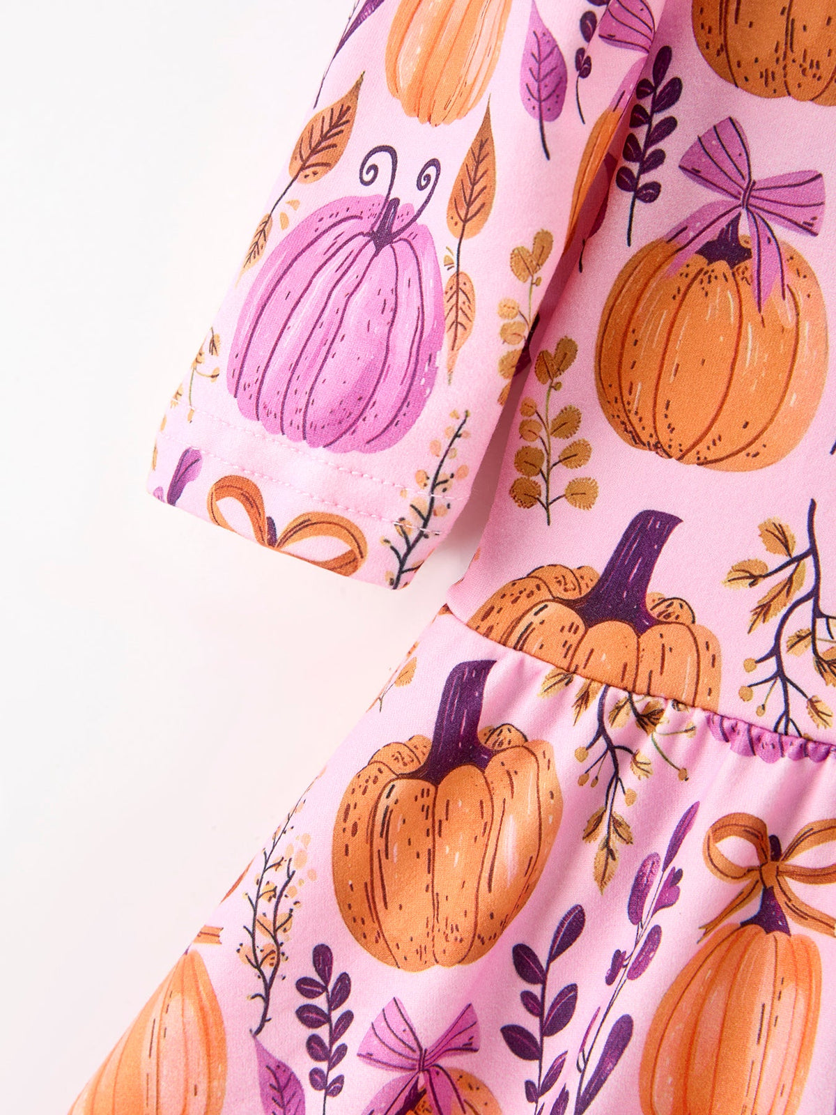Thanksgiving Halloween Pumpkin Bow Ruffled Girls Dress by Rylee Faith Designs
