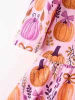 Thanksgiving Halloween Pumpkin Bow Ruffled Girls Dress by Rylee Faith Designs