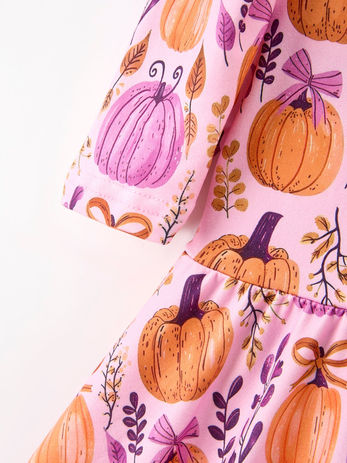 Thanksgiving Halloween Pumpkin Bow Ruffled Girls Dress by Rylee Faith Designs