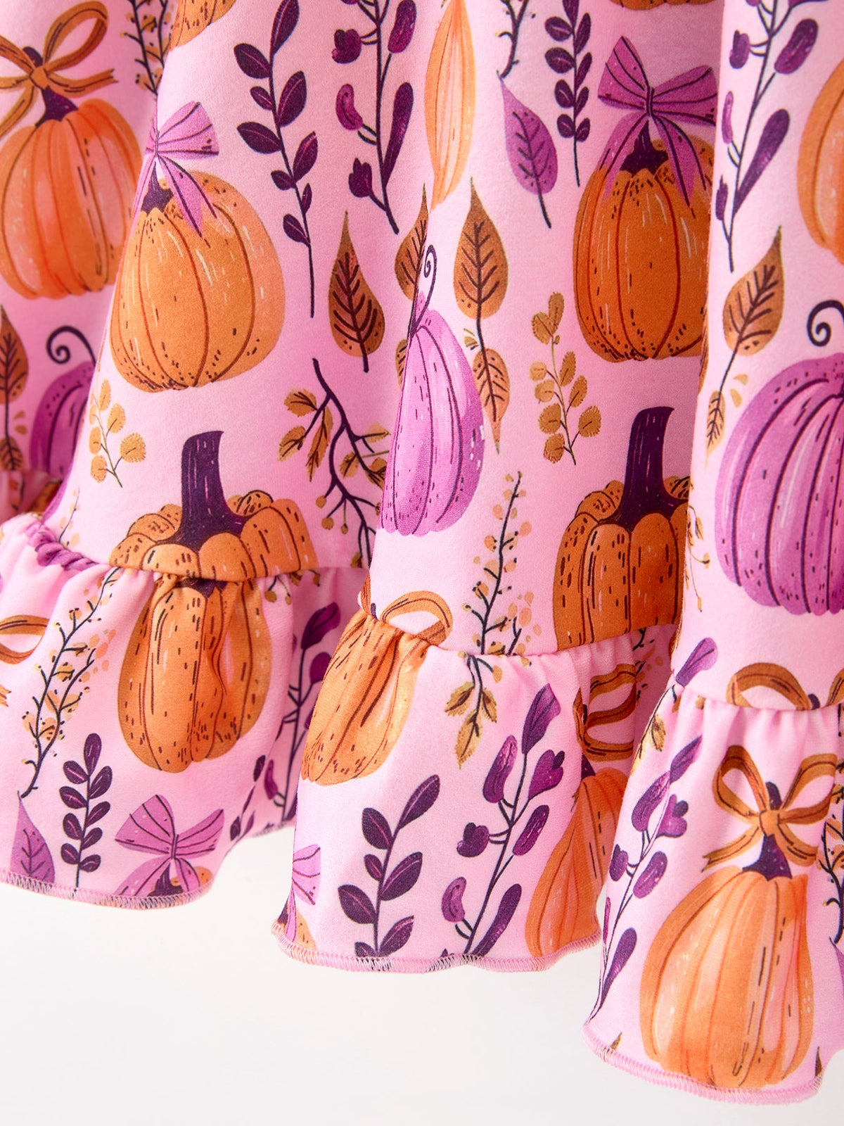 Thanksgiving Halloween Pumpkin Bow Ruffled Girls Dress by Rylee Faith Designs