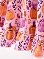 Thanksgiving Halloween Pumpkin Bow Ruffled Girls Dress by Rylee Faith Designs