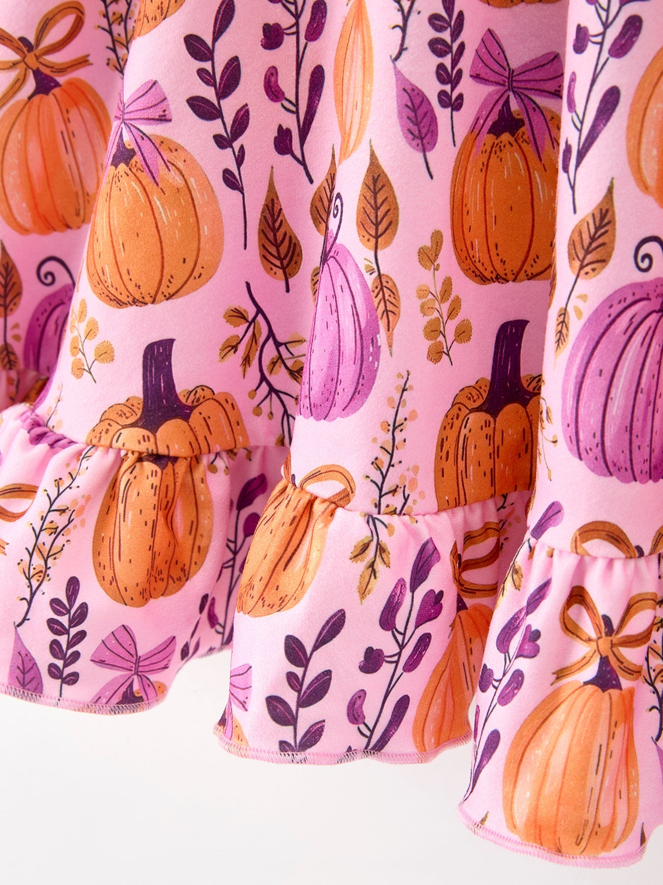Thanksgiving Halloween Pumpkin Bow Ruffled Girls Dress by Rylee Faith Designs