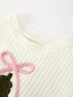 Winter Christmas Tree Girls Knit Romper Bow Long Sleeve by Rylee Faith Designs