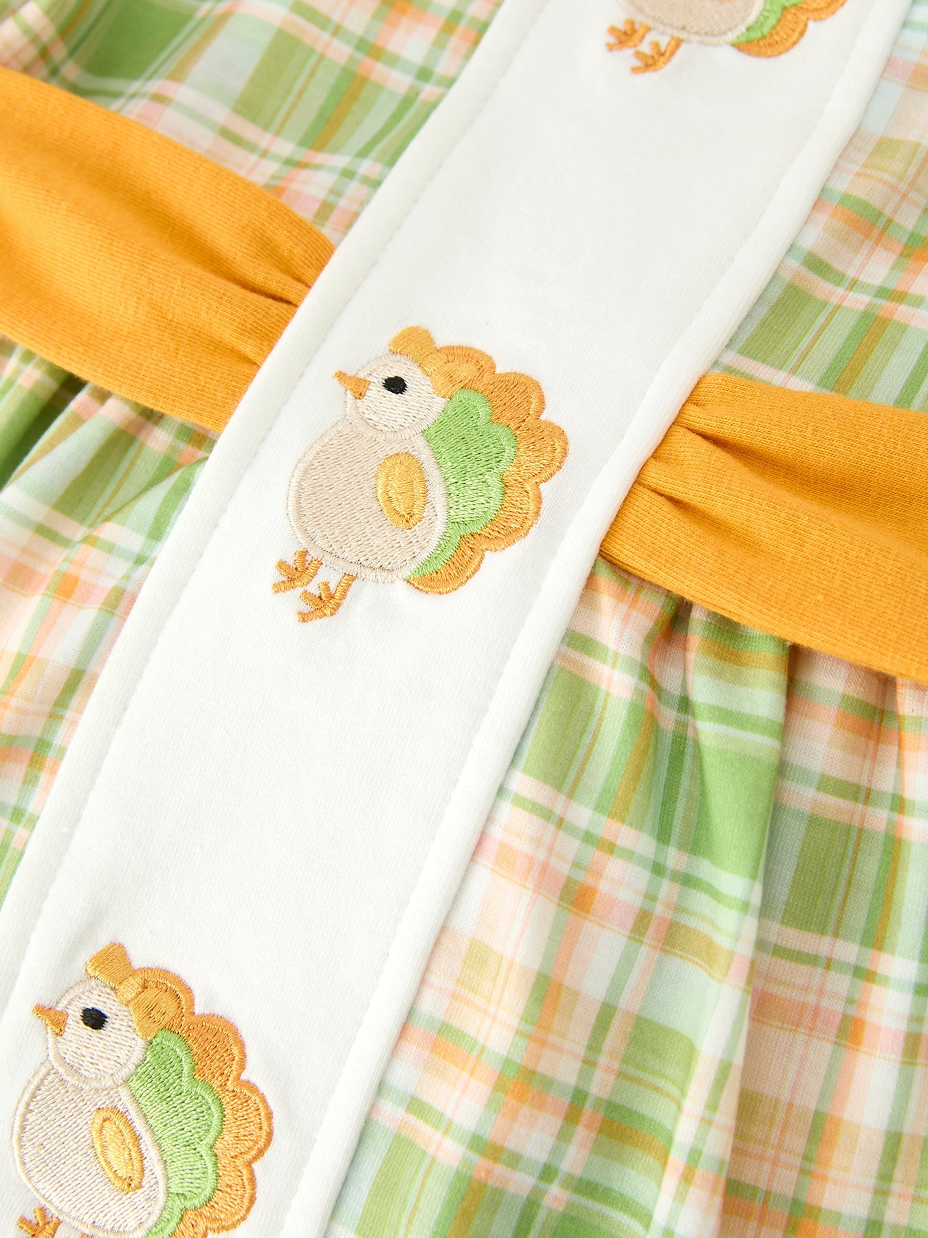 Thanksgiving Turkey Applique Plaid Girls Long Sleeve Dress by Rylee Faith Designs