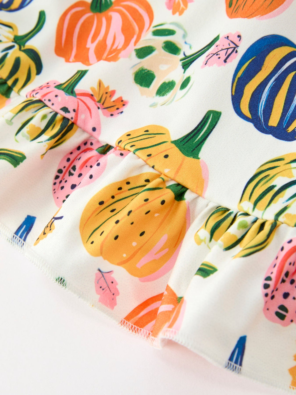Pumpkin Print Polyester Spandex Girls Ruffle Hem Dress by Rylee Faith Designs (view 10 of 10)