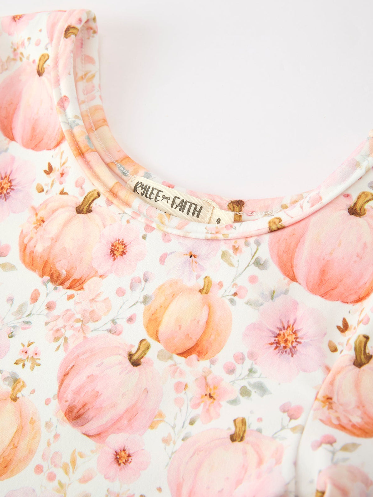 Polyester Spandex Girls Long Sleeve Twirl Dress - Pink Pumpkin by Rylee Faith Designs