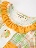 Thanksgiving Turkey Plaid Baby Girl Bubble Romper by Rylee Faith Designs