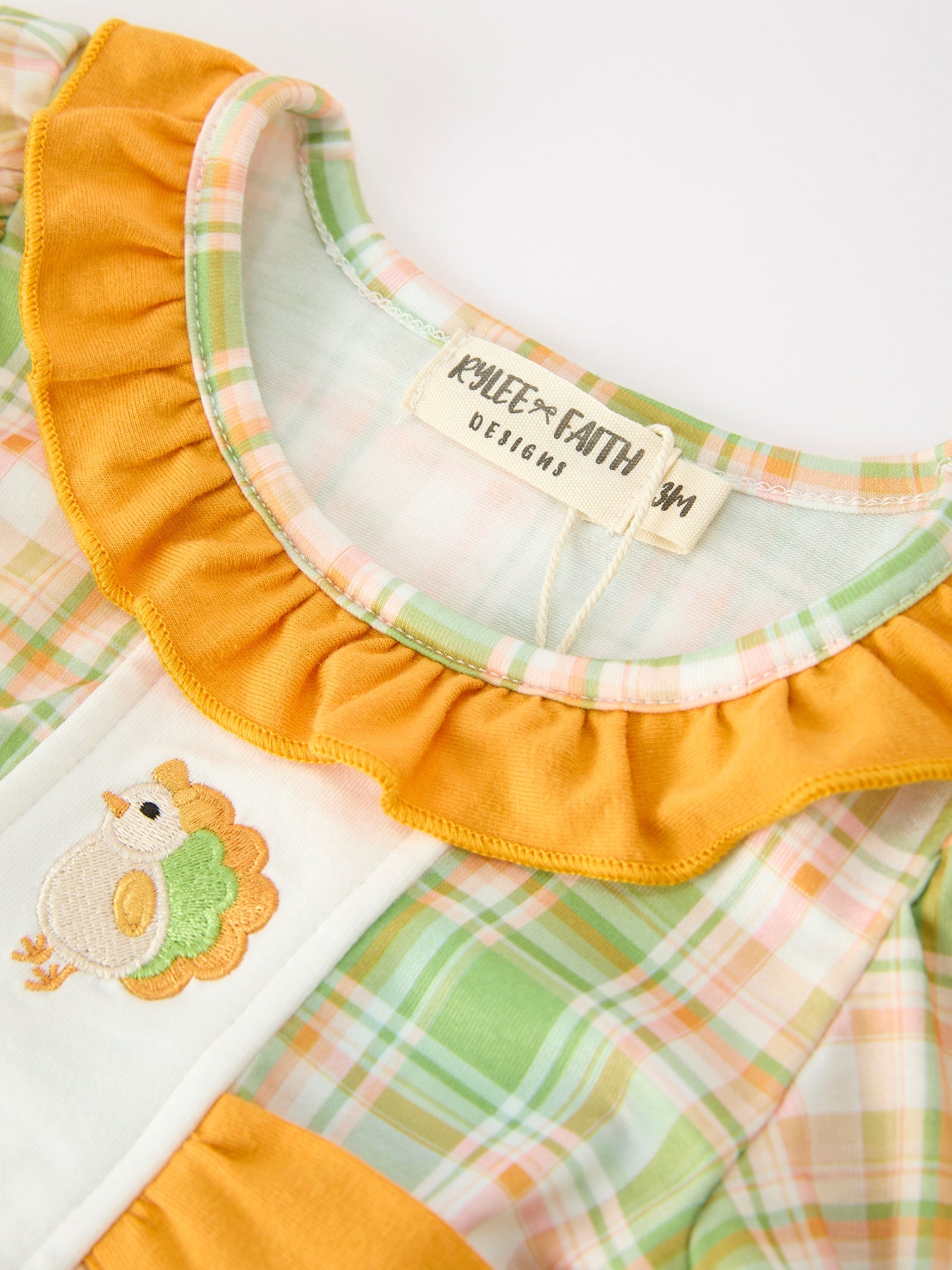 Thanksgiving Turkey Plaid Baby Girl Bubble Romper by Rylee Faith Designs