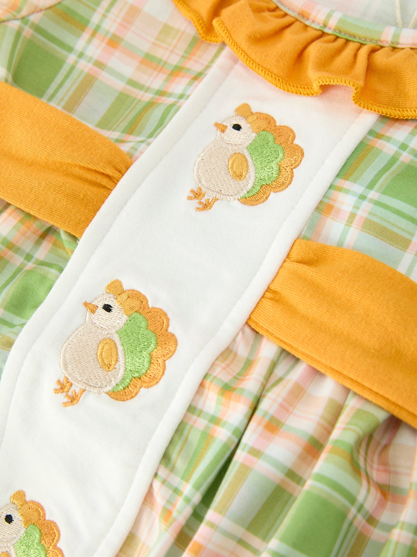 Thanksgiving Turkey Plaid Baby Girl Bubble Romper by Rylee Faith Designs