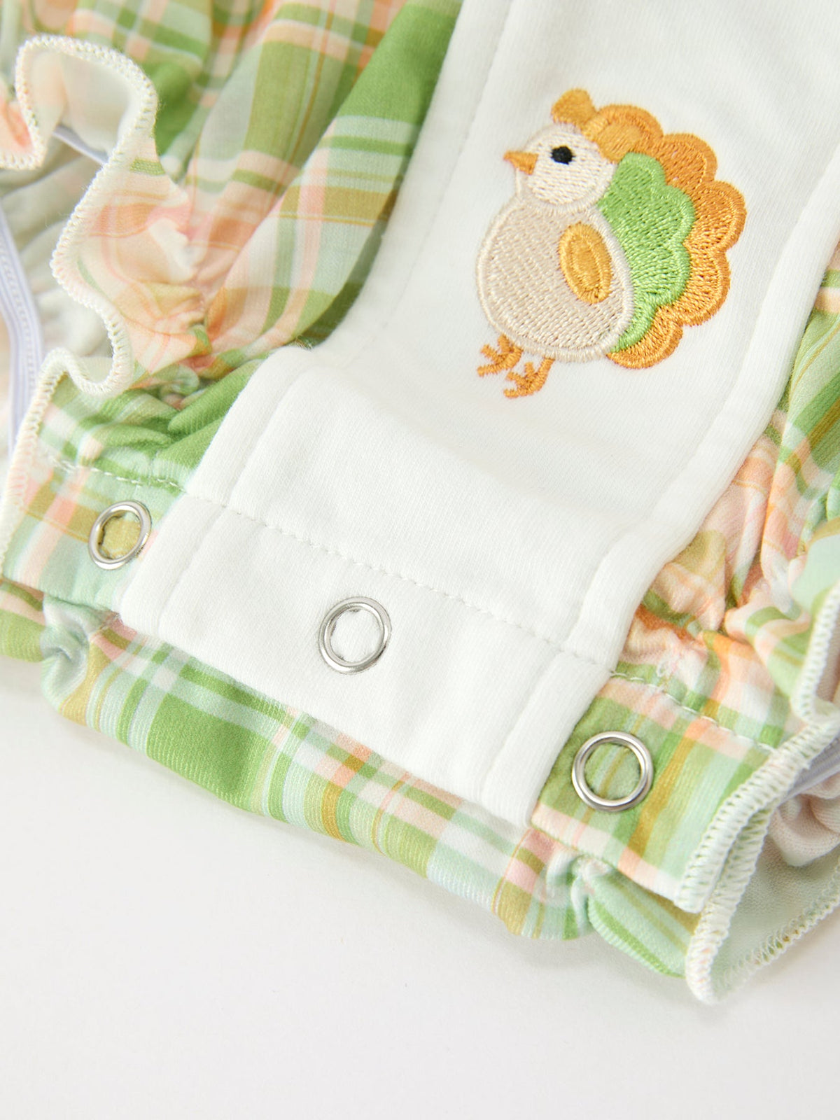 Thanksgiving Turkey Plaid Baby Girl Bubble Romper by Rylee Faith Designs