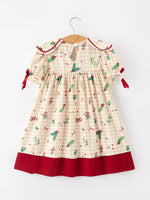 Gingham Girls Dress - Ruffle Collar Bow by Rylee Faith Designs