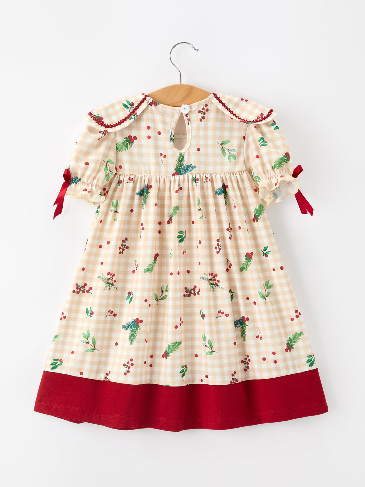 Gingham Girls Dress - Ruffle Collar Bow by Rylee Faith Designs