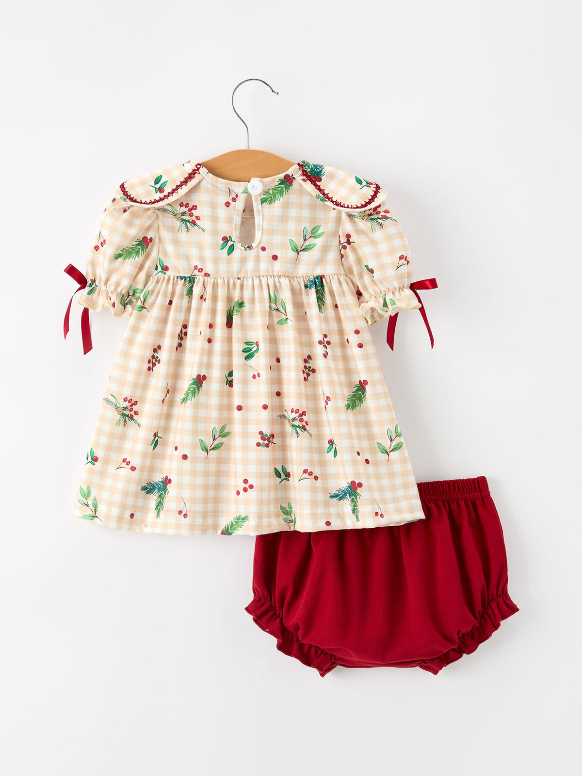 Polyester Spandex Bloomer Set - Gingham Ruffle Collar Bow by Rylee Faith Designs