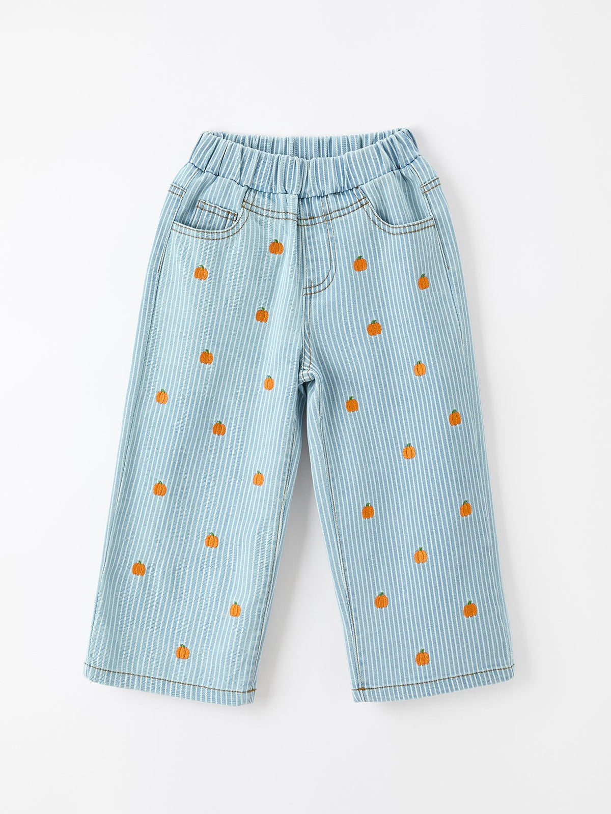 Halloween Thanksgiving Pumpkin Embroidered Girls Flare Pants by Rylee Faith Designs