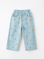 Halloween Thanksgiving Pumpkin Embroidered Girls Flare Pants by Rylee Faith Designs