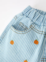 Halloween Thanksgiving Pumpkin Embroidered Girls Flare Pants by Rylee Faith Designs