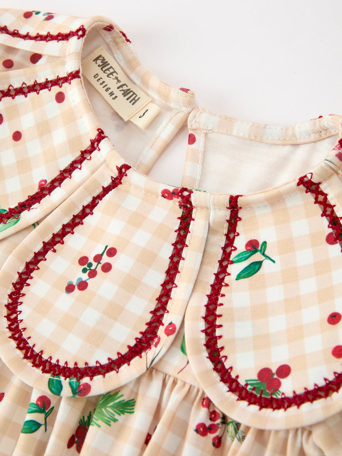 Gingham Girls Dress - Ruffle Collar Bow by Rylee Faith Designs