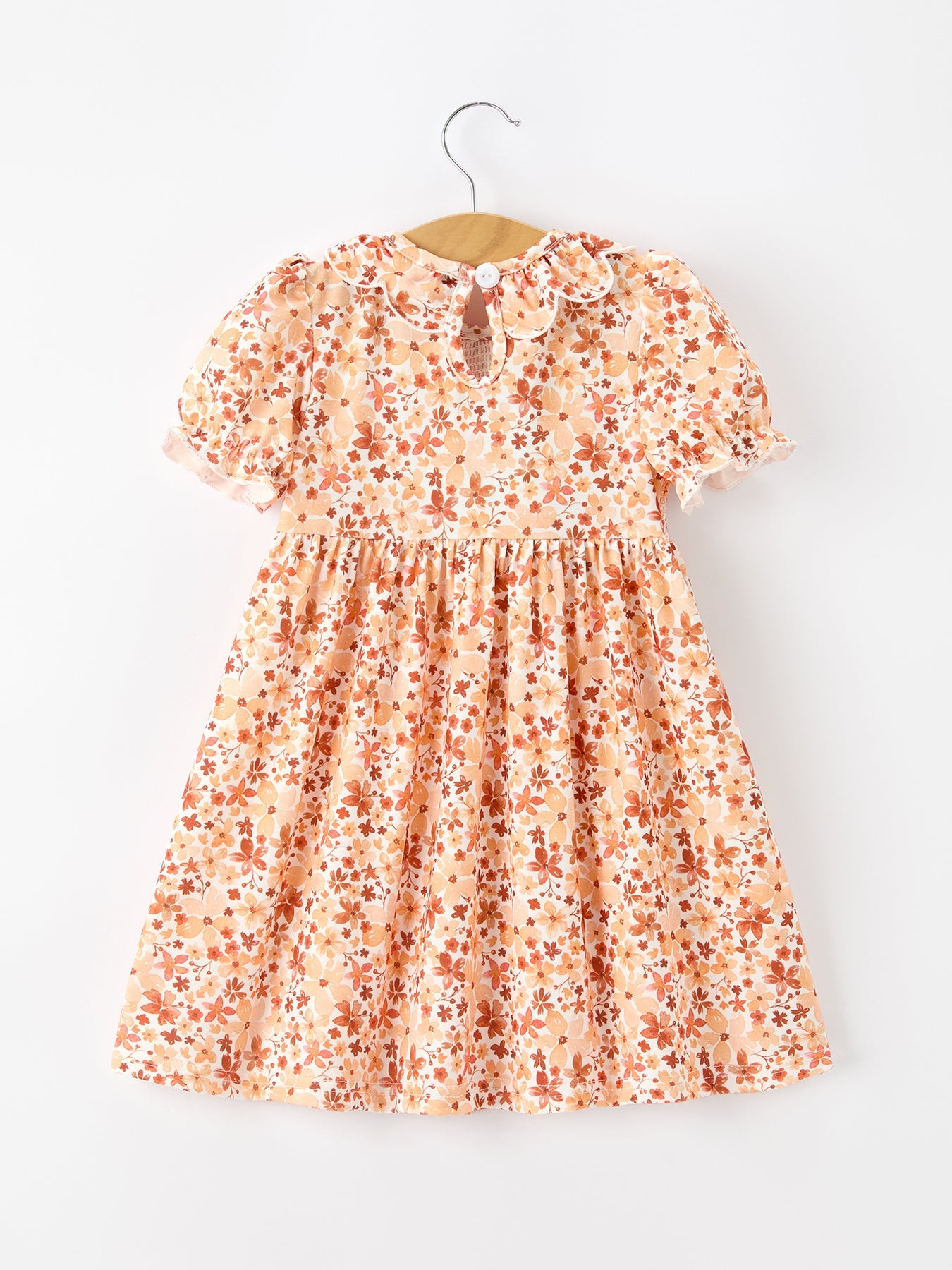 Smocked Baby Girls Dress - Rust Floral
