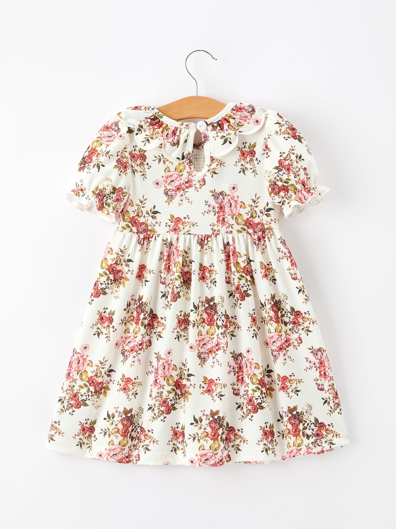 Fall Garden Girls Dress Smocked Petal Collar Bow