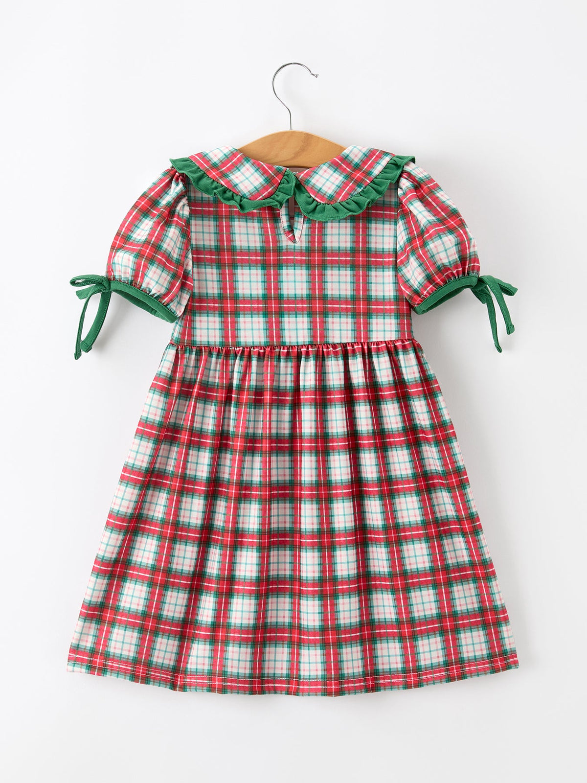 Christmas Tree Plaid Girls Dress Petals Collar Ruffle by Rylee Faith Designs