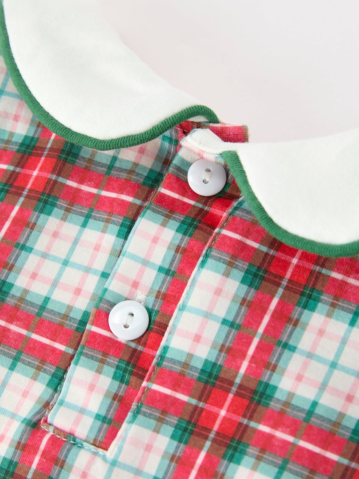 Christmas Tree Plaid Boys Romper Peter Pan Collar Smocked by Rylee Faith Designs