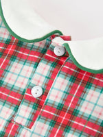 Christmas Tree Plaid Boys Romper Peter Pan Collar Smocked by Rylee Faith Designs