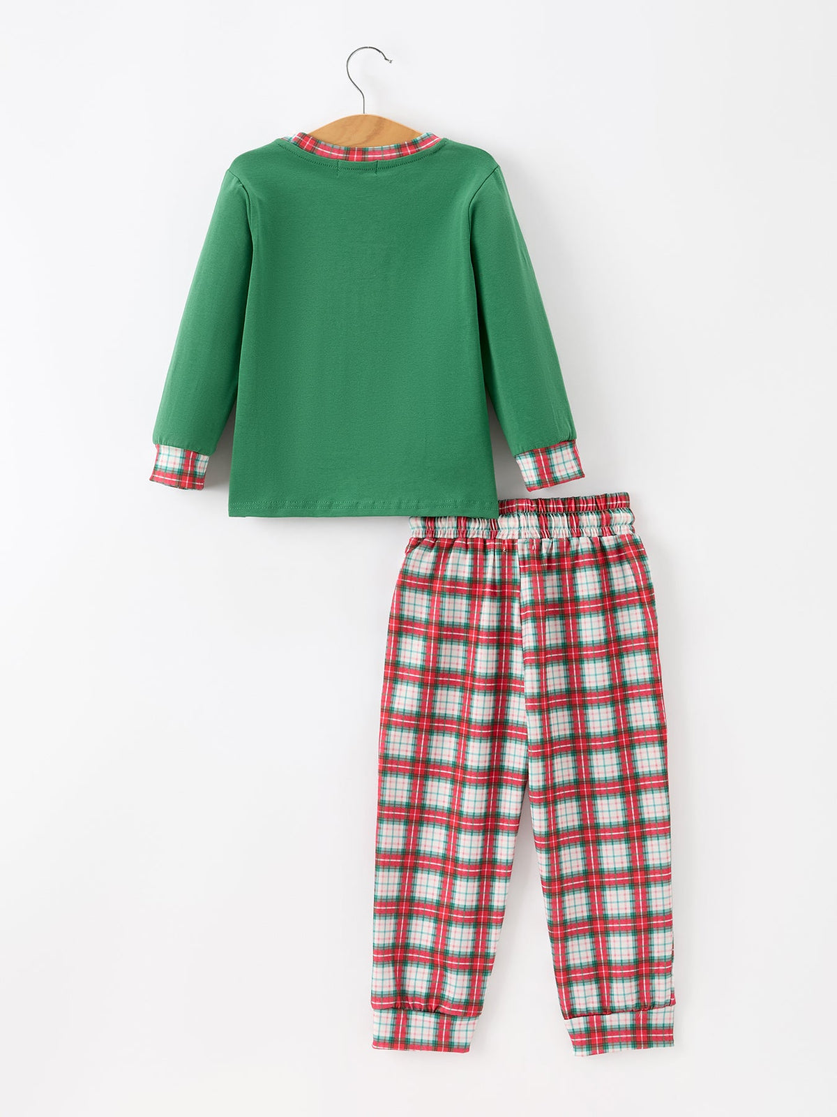Christmas Tree Plaid Boys Set Long Sleeve Top Pants by Rylee Faith Designs