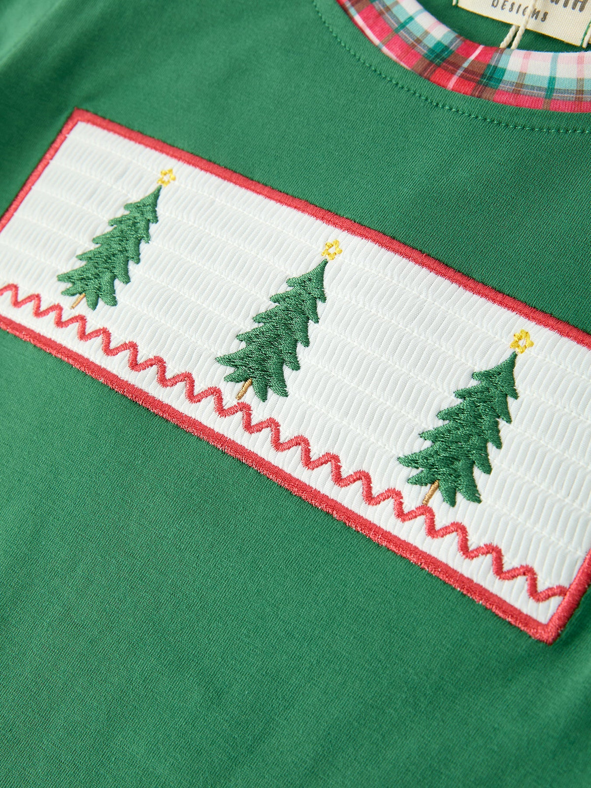 Christmas Tree Plaid Boys Set Long Sleeve Top Pants by Rylee Faith Designs