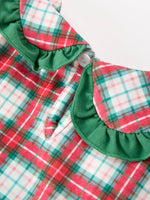 Christmas Tree Plaid Girls Dress Petals Collar Ruffle by Rylee Faith Designs