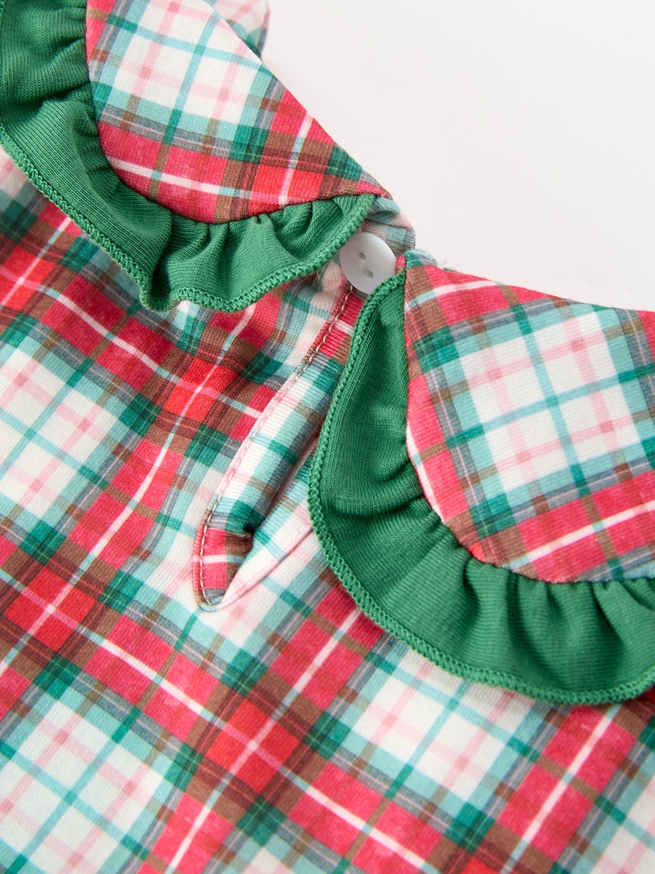 Christmas Tree Plaid Girls Dress Petals Collar Ruffle by Rylee Faith Designs