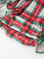 Christmas Tree Plaid Girls Romper Petals Collar Ruffle by Rylee Faith Designs