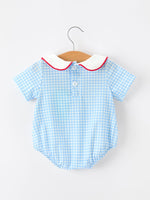 Christmas Santa Embroidered Boys Jon Jon Peter Pan Collar by Rylee Faith Designs